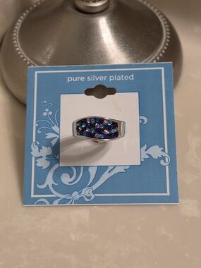 jcpenney Silver-Tone Ring with Blue, Purple and Teal Crystals